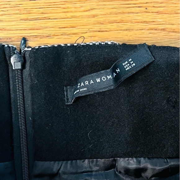 Zara High Waist Pencil Skirt Black Gray Textured Stretch Office Work M - Picture 4 of 5